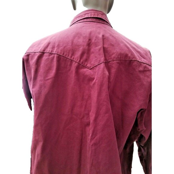 Vintage Wrangler Pearl Snap Button Cowboy Red Western Shirt Size 2X Long Sleeve - Picture 6 of 11